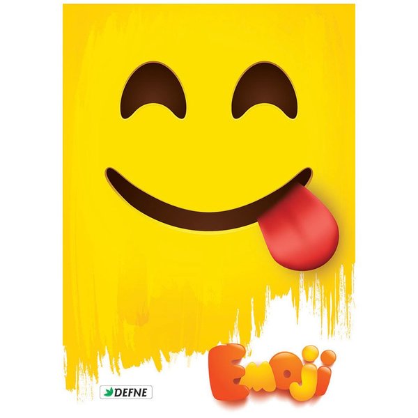 Myline Emoji Dikişli P.P. Kapak  Metod Defteri Desenli 4 Renkli Baskı 80 Yaprak Çizgili