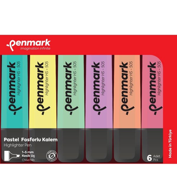 Penmark Fosforlu Kalem 6 lı Asetat Karışık Renk Pastel Blisterli Set