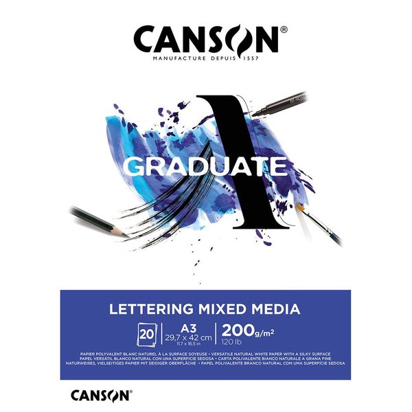 Canson Graduate Mixed Media White Çizim Defteri A3 200g 20 Yaprak