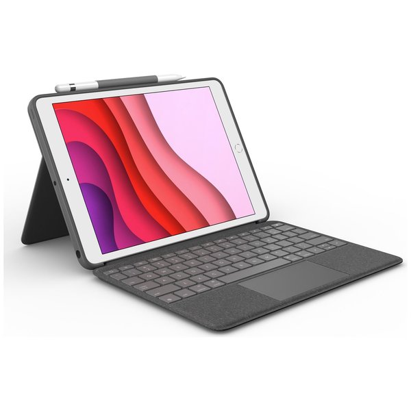 Logitech Combo Touch iPad 10.2 inç 7. 8. ve 9. Nesil ile Uyumlu Çok Yönlü Klavyeli Kılıf - Gri