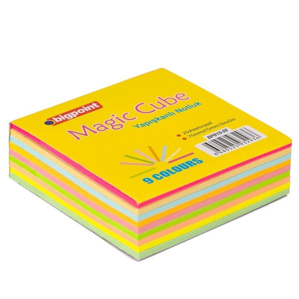 Bigpoint 815-50 Yapışkanlı Not Kağıdı Yelpaze Küp 225 Yaprak 9 Renk