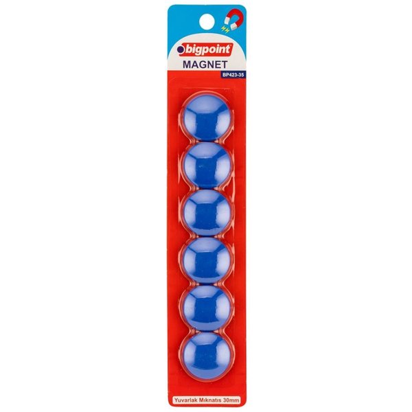 Bigpoint 423-35 Magnet 30mm (Mıknatıs) Mavi 6'lı Blister
