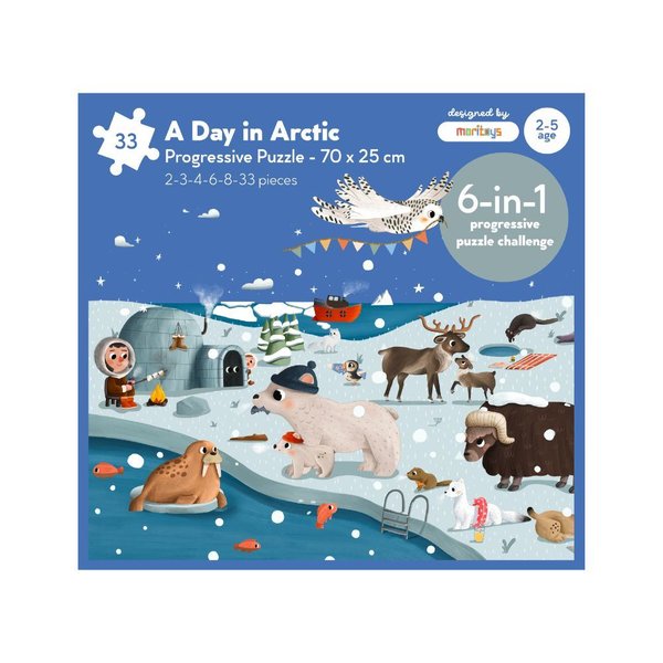 A Day in Arctic: 6 in 1 Puzzle (2-3-4-6-8 Parça Yapboz) ile Kuzey Kutbunu Keşfet