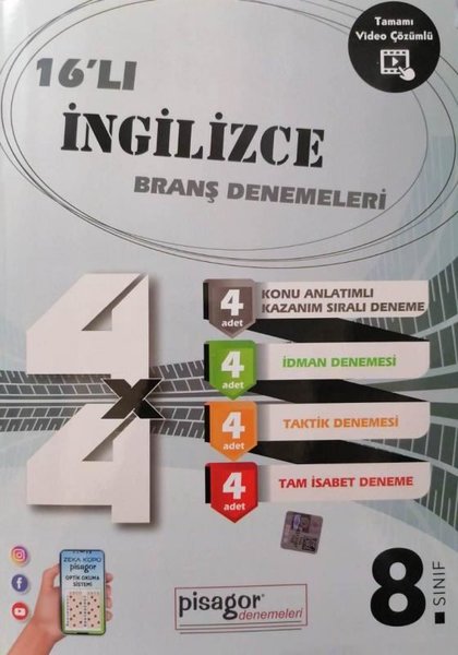 8. Sınıf Pisagor İngilizce 16'lı Branş Denemeleri