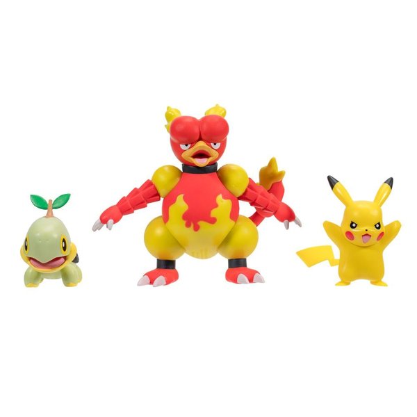 Pokemon Battle 3'lü Figür Seti Seri 13 - Pikachu + Magmar + Turtw