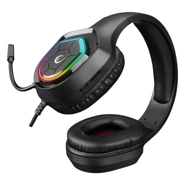Rampage RM-K90 Vector RGB Kablolu Mikrofonlu Kulak Üstü Oyuncu Kulaklığı Siyah