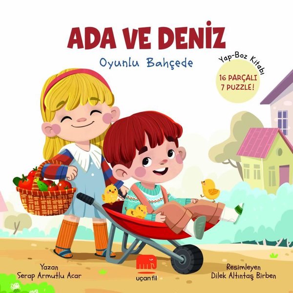 Ada ve Deniz Oyunlu Bahçede - Yapboz Kitabı - 16 Parçalı 7 Puzzle!