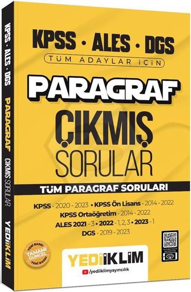 2024 KPSS ALES DGS Paragraf Konularına Göre Tamamı Çözümlü Çıkmış Sorular