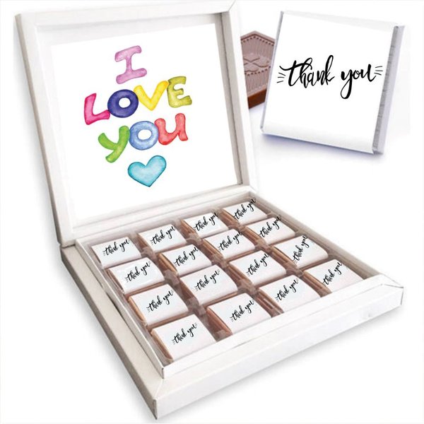 E-Hediyeci I Love You Thank You Yazılı Çikolata Kutusu M80