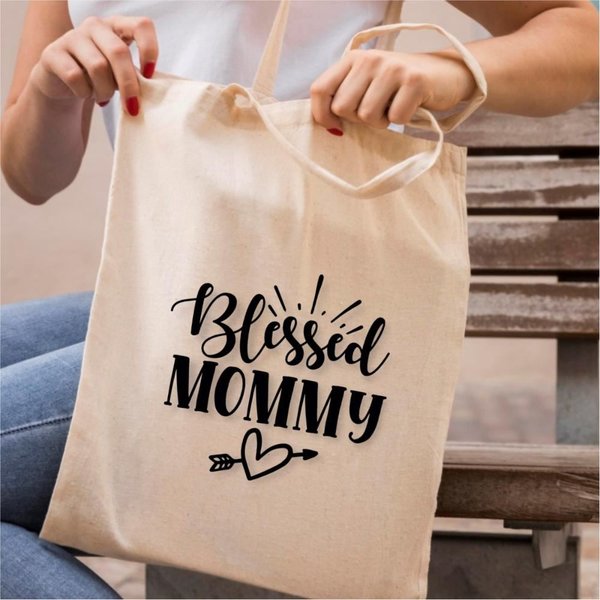 E-Hediyeci Blessed Mommy Tasarımlı Ham Bez Çanta - AB16