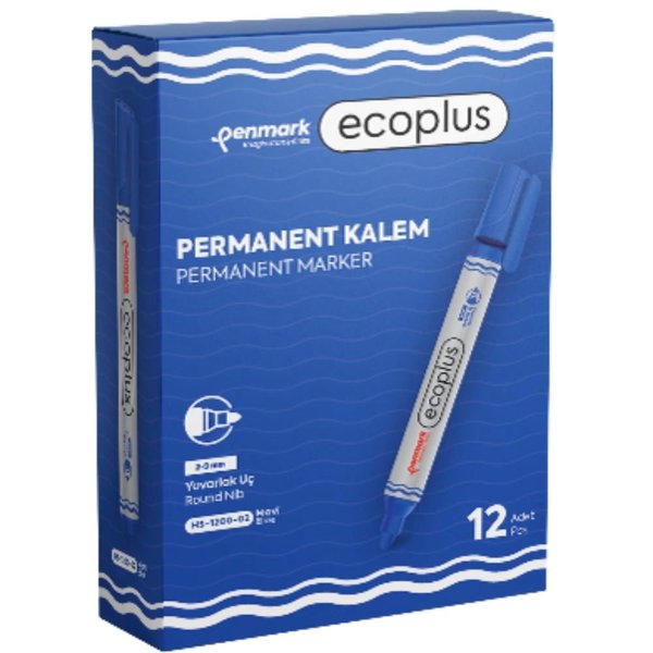 Penmark Permanent Marker  Yuvarlak Uç Ecoplus Mavi