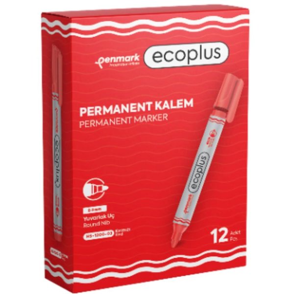 Penmark Permanent Marker  Yuvarlak Uç Ecoplus Kırmızı