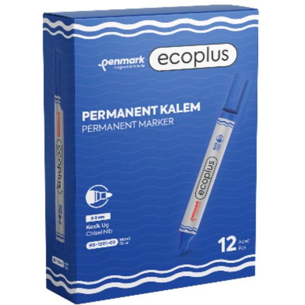 Penmark Permanent Marker Kesik Uç Ecoplus Mavi