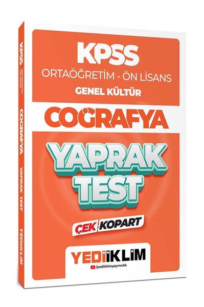 2024 KPSS Ortaöğretim Ön Lisans Genel Kültür Coğrafya Çek Kopart Yaprak Test