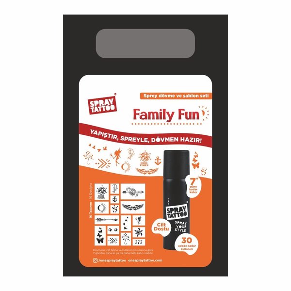 OneSpray Family Fun Sprey Dövme Şablon Seti ve Sprey