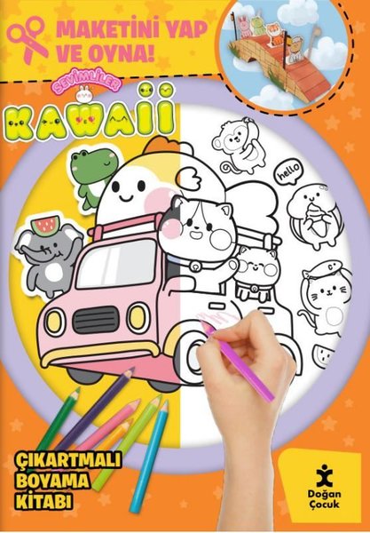 Sevimliler Kawaii - Çıkartmalı Boyama Kitabı - Maketini Yap ve Oyna!