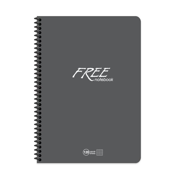 Keskin A4 120Yp. Kareli PP Kapak Free Defter Gri