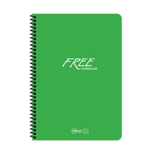 Keskin A4 120Yp. Kareli PP Kapak Free Defter Yeşil