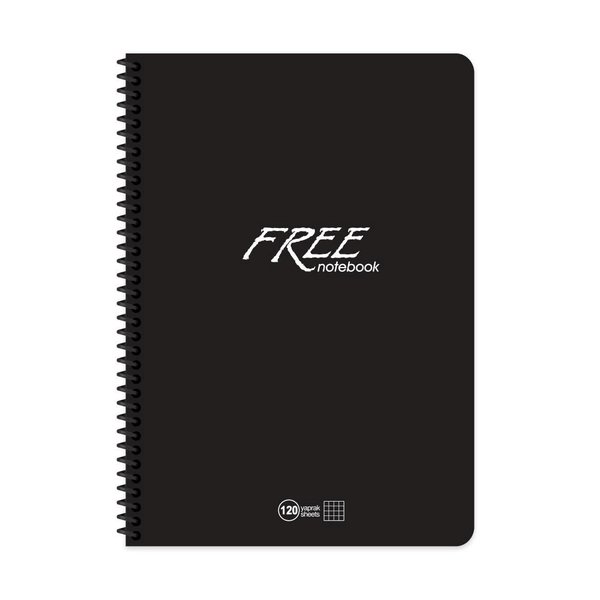 Keskin A4 120Yp. Kareli PP Kapak Free Defter Siyah