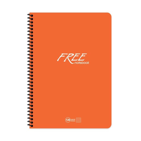 Keskin A4 120Yp. Kareli PP Kapak Free Defter Turuncu