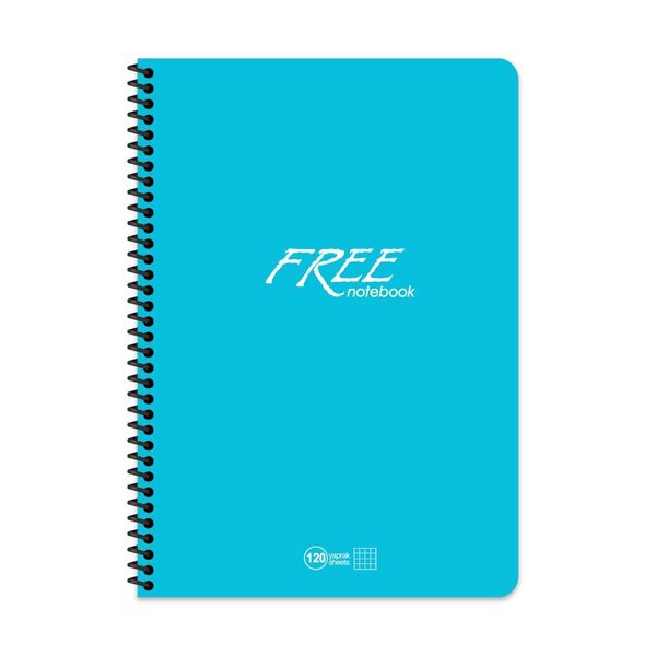 Keskin A4 120Yp. Kareli PP Kapak Free Defter Mavi