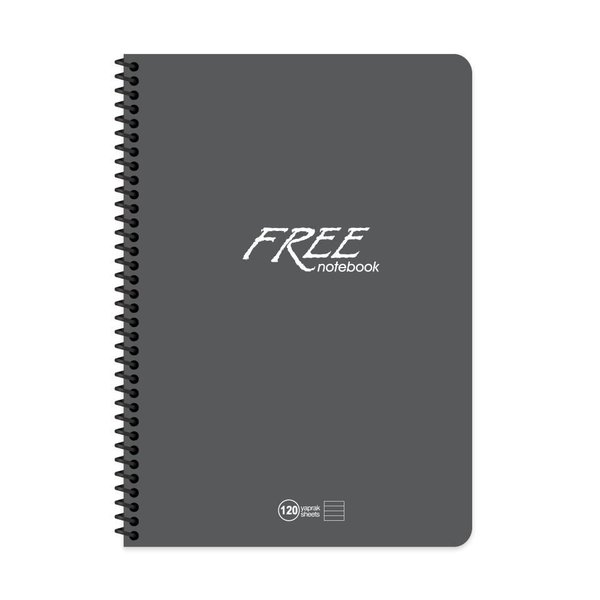 Keskin A4 120Yp. Çizgili PP Kapak Free Defter Gri