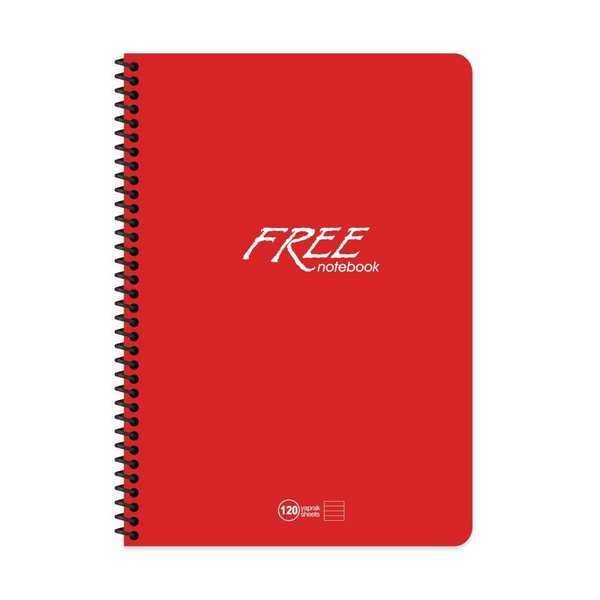 Keskin A4 120Yp. Çizgili PP Kapak Free Defter Kırmızı