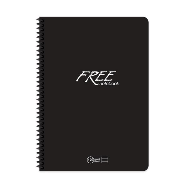 Keskin A4 120Yp. Çizgili PP Kapak Free Defter Siyah