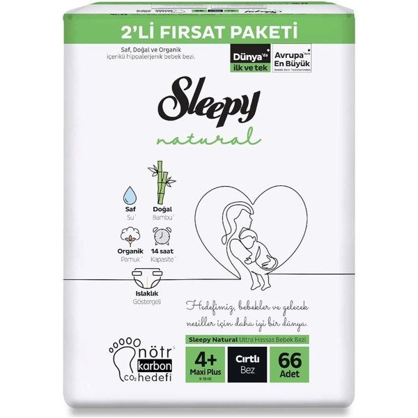 Sleepy Natural 2'li Fırsat Paketi 4+ Numara Maxi+ 66 Adet