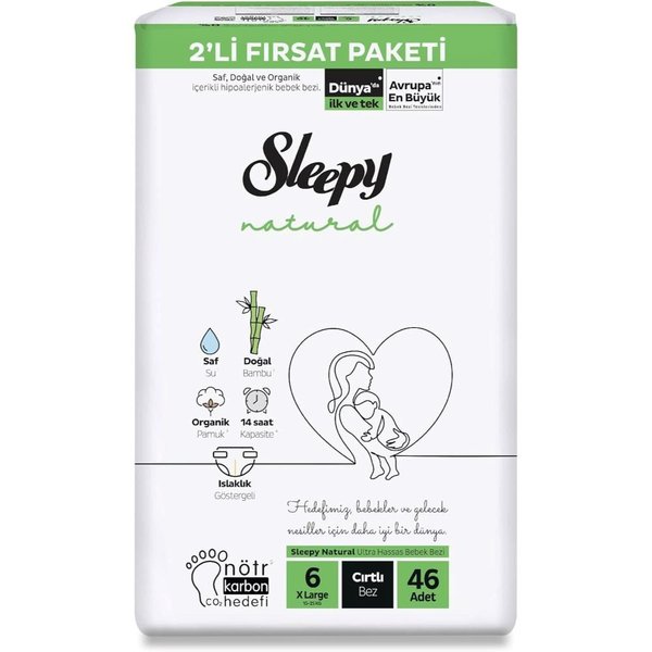 Sleepy Natural 2'li Fırsat Paketi 6 Numara XL 46 Adet