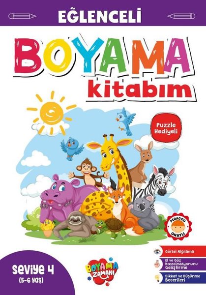 Eğlenceli Boyama Kitabım Seviye 4 (5 - 6 Yaş) Puzzle Hediyeli