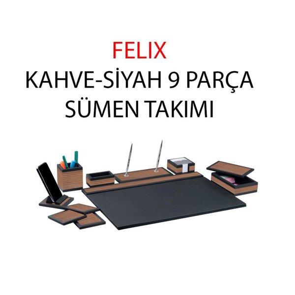 Gıpta Felix 9 Parça Sumen Takımı Kahverengi-Siyah