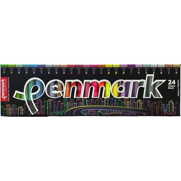 Penmark FOSFORLU KALEM 24 LÜ SÜPER KUTU 6 NEON+6 PASTEL + 6 TROPİK+6 SİMLİ