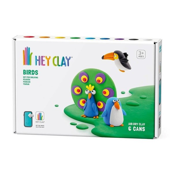 Hey Clay Hava ile Kuruyan Kil 6'lı kutu Kuşlar Tukan Penguen Tavuskuşu