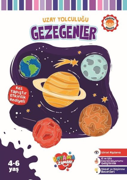 Uzay Yolculuğu - Gezegenler - Kes Yapıştır Etkinlik Hediyeli - 4 - 6 Yaş