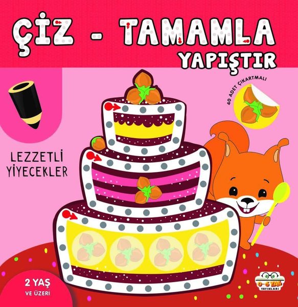 Çiz - Tamamla Yapıştır  -  Lezzetli Yiyecekler  -  40 Adet Çıkartmalı