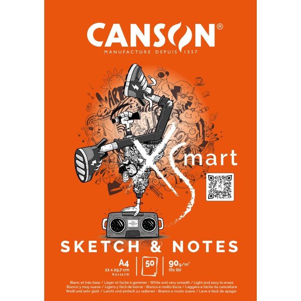 Pad Canson Xsmart Sketch & Notes A4 90G 50Sh