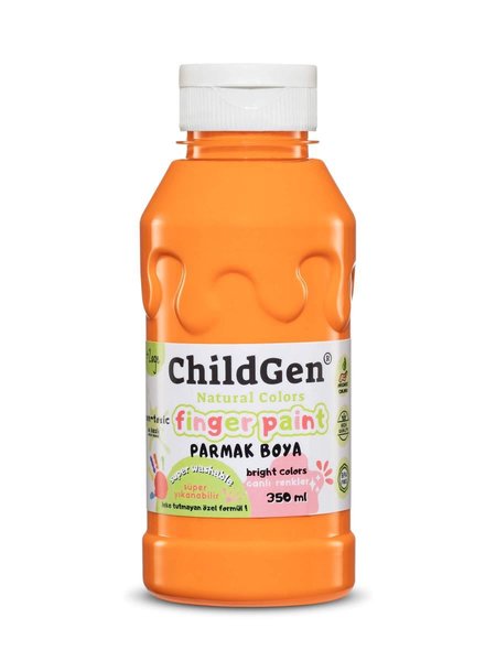 Childgen Süper Yıkanabilir Parmak Boyası 350 ml Şişe Turuncu