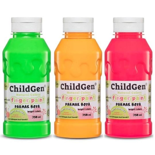 Childgen Süper Parmak Boyası Yıkanabilir 350 ml 3'lü Neon Set