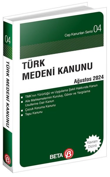 Türk Medeni Kanunu Ağustos 2024 - Cep Kanunları Serisi