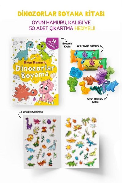 Dinozorlar Boyama Kitabı - Oyun Hamuru Kalıbı v...