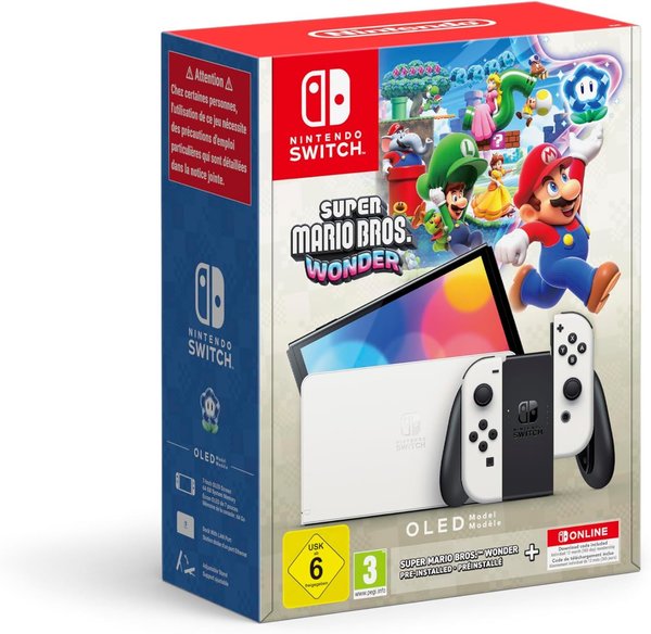 Nintendo Switch OLED Oyun Konsolu + Super Mario Bros. Wonder + 12 Ay Switch Online Paket