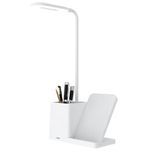 S-link SL-M9054 Beyaz TypeC 15W Kablosuz Şarj Cihazı Kalemlikli Masa Lambası