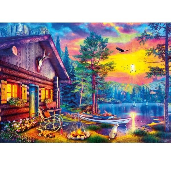 Ks Games Puzzle 1000 Evening Sunset Cabin