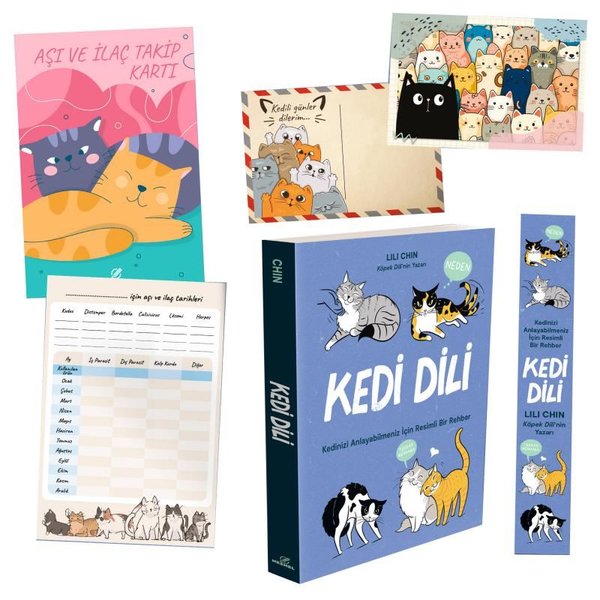 Kedi Dili - Özel Set - Aşı Takip Kartı - Kartpostal ve Ayraç İlaveli