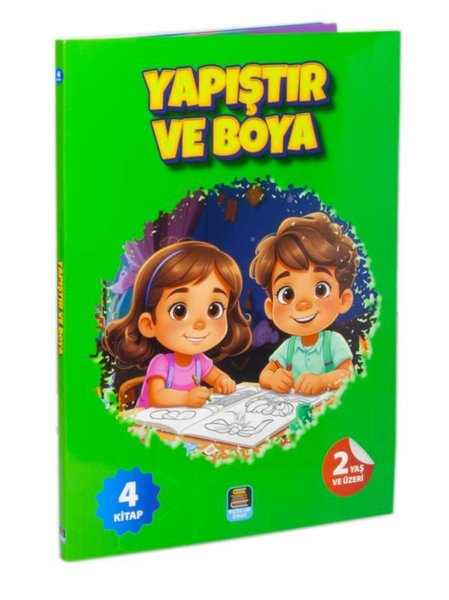 Yapıştır ve Boya Renkli Çıkartmalı İlk Yapıştırmalarım Seti - 4 Kitap Takım - 2 Yaş ve Üzeri