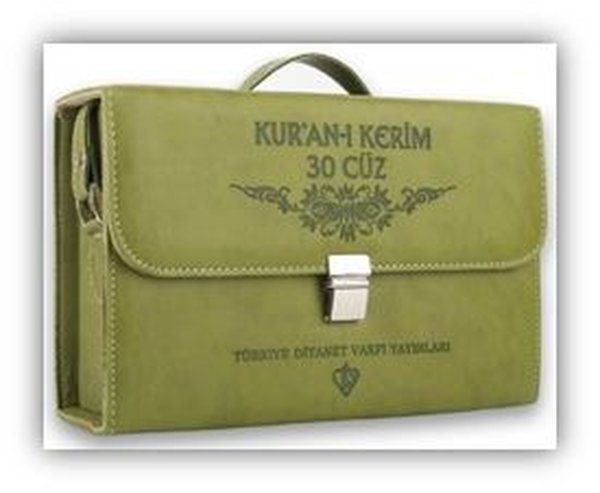 Kur'an-ı Kerim Orta Boy 30 Cüz Yeşil Çanta Kare...