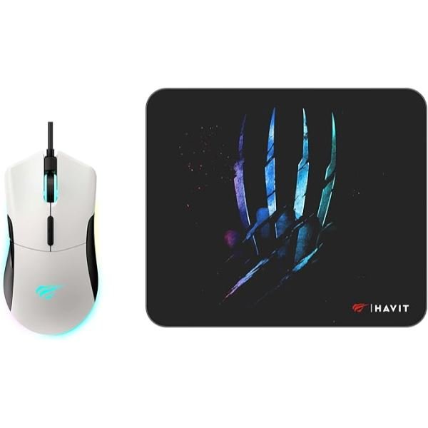 Havit Gamenote MS1037CM RGB Gaming Oyuncu Mouse + Mouse Pad – Beyaz