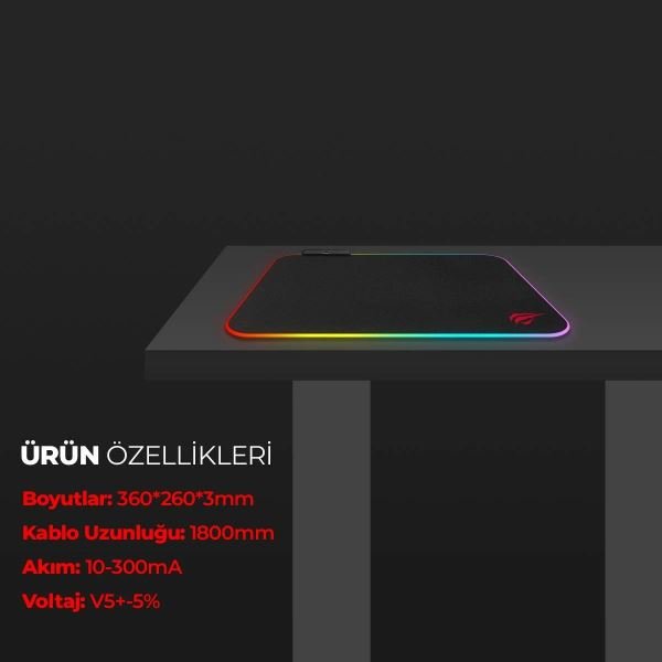 Havit Gamenote MP901 Siyah 3602603mm Rgb Ledli Gaming Mouse Pad