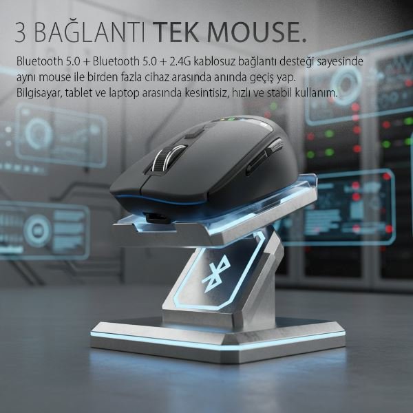Inca IWM-512RS Bluetooth Wireless LED Ekran Şarj Edilebilir Sessiz Mouse